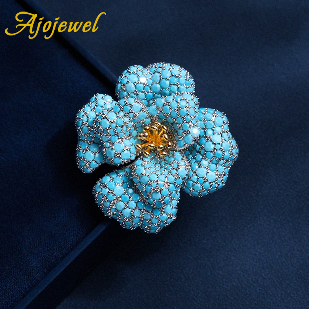 Women'S Accessories Gift Ideas - Ajojewel เข็มกลัดเข็มขัดประดับดอกกุหลาบและดอกโบตั๋นสีน้ำเงิน ประดับด้วยคริสตัล ดีไซน์วินเทจ หรูหรา เครื่องประดับเสริมสวย