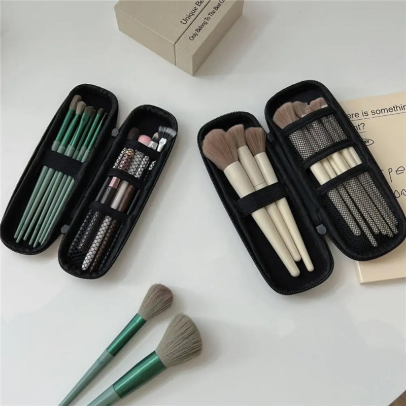 Women Accessories Pouch - 1 PC กระเป๋าเครื่องสําอางสีดํากันน้ํา Double Zipper แปรงแต่งหน้าผู้หญิงกระเป๋าแบบพกพาผู้ถือแปรงแต่งหน้า