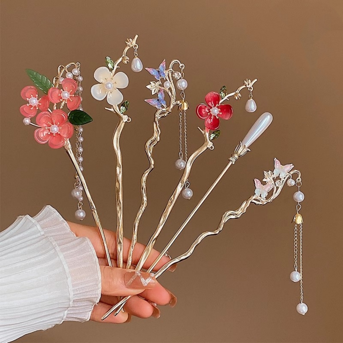 Women Accessories Shop - 2025 ใหม่ดอกไม้สําหรับผู้หญิงElegantดอกไม้ผีเสื้อเพิร์ลพู่ผมเครื่องประดับอินเทรนด์อุปกรณ์เสริมผมคลิปผม