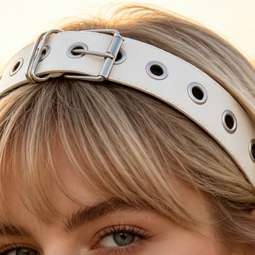 Women'S Accessories Gift Ideas - ที่คาดผมสไตล์พังก์ ทำมือจากหนังเทียม พร้อมหัวเข็มขัด ที่คาดผมสำหรับงานปาร์ตี้ ของตกแต่งที่มีสไตล์ อุปกรณ์ถ่ายรูปที่โดดเด่น