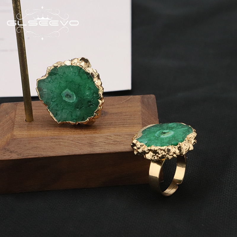 GLSEEVO สีเขียวหินธรรมชาติแหวน - Women'S Accessories Gift Ideas บทวิจารณ์และราคา