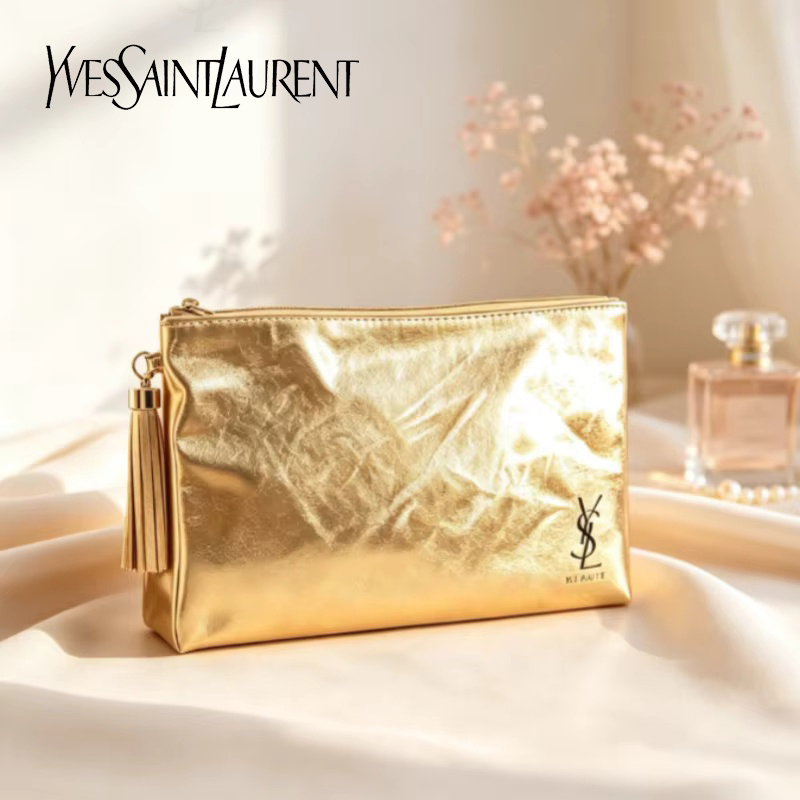 กระเป๋าเครื่องสำอาง YSL สีทอง, - Women Accessories Pouch บทวิจารณ์และราคา